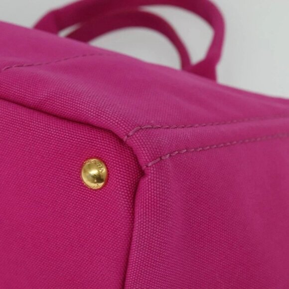 PRADA Canapa GM Hand Bag Canvas Pink Gold Auth 137774 - Picture 4 of 16